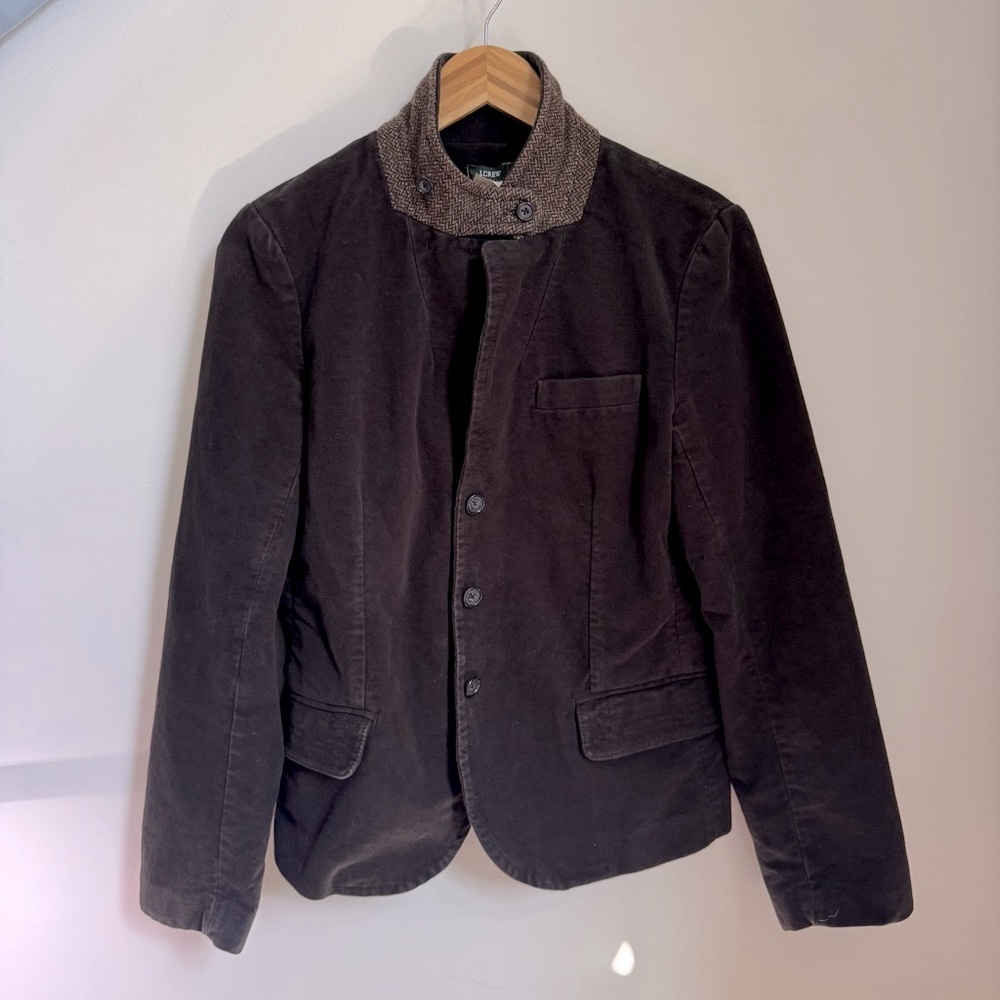 J Crew Women's Large Dark Brown Corduroy Blazer Riding Jacket